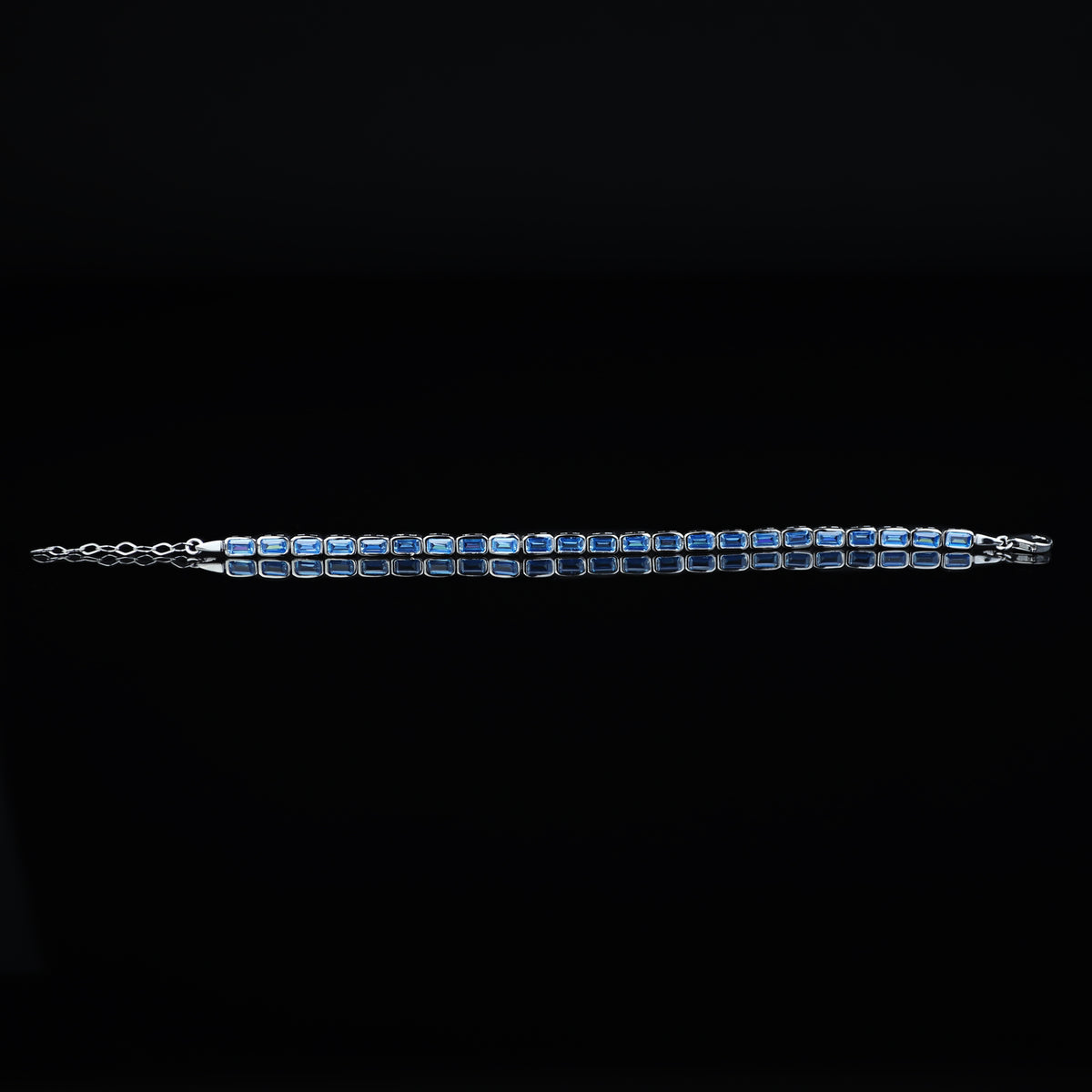 Men Silver Handmade Aquamarine Luxury Tennis Bracelet