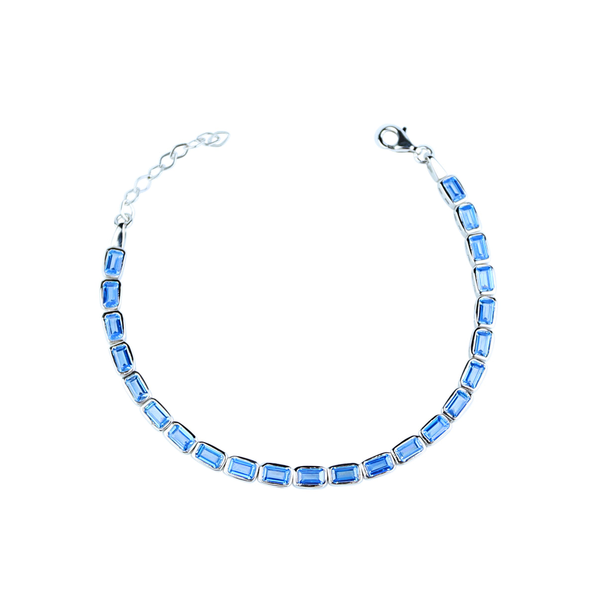 Men Silver Handmade Aquamarine Luxury Tennis Bracelet