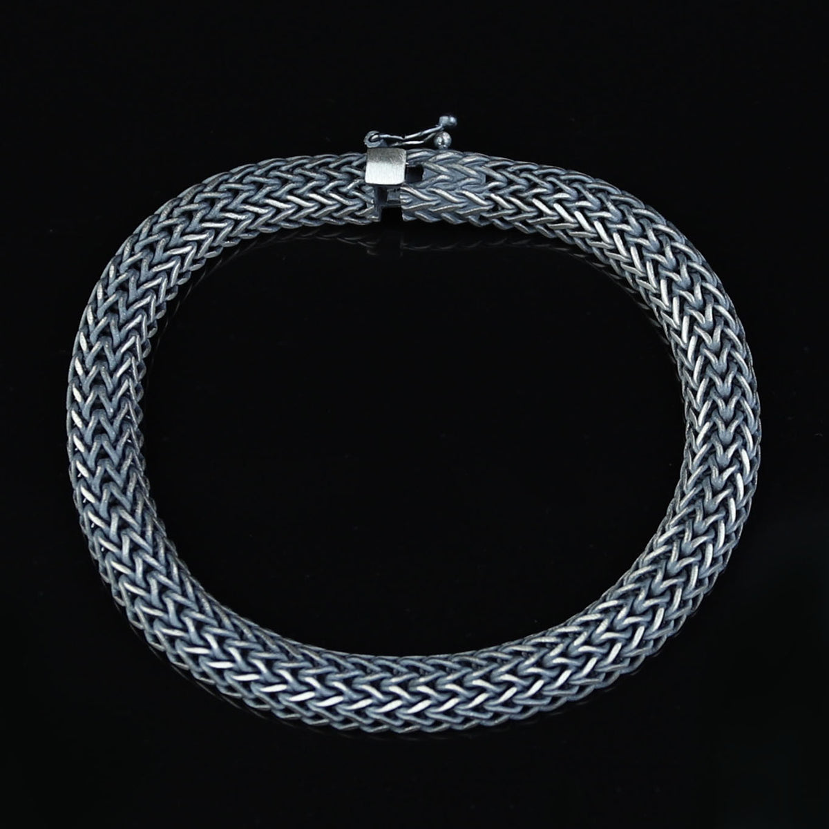 925 Silver Foxtail Stone Chain Bracelet,Elegant 8MM Oxidized Chain Bracelet, Men Foxtail Chain Bracelet, Black Onyx Stone Bracelet