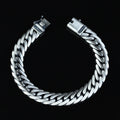Silver 12MM Curb Chain Bracelet, Elegant Men Solid Chain Bracelet, Cuban Link Chain Bracelet, Perfect Men's Bracelet, 925 Silver