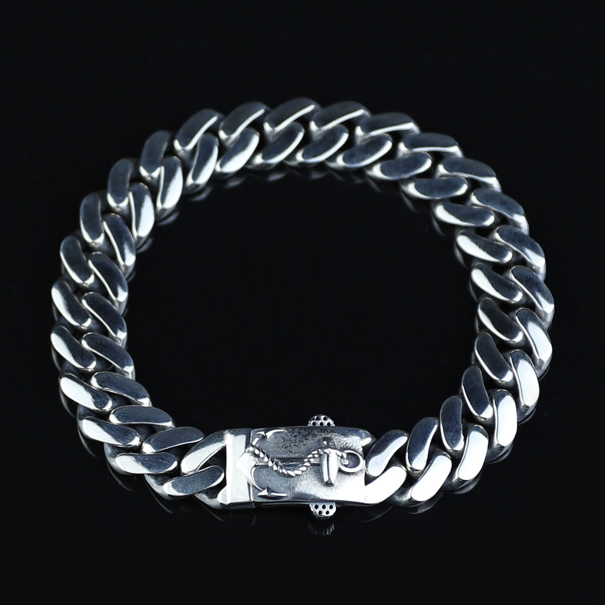 Silver 10MM Cuban Chain Bracelet, Anchor Cuban Chain Men Bracelet, 10MM Cuban Chain Bracelet, Perfect Men's Bracelet, 925 Solid Silver