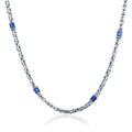 925 Silver Sapphire Gemstone Byzantine King Chain Necklace