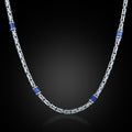 925 Silver Sapphire Gemstone Byzantine King Chain Necklace