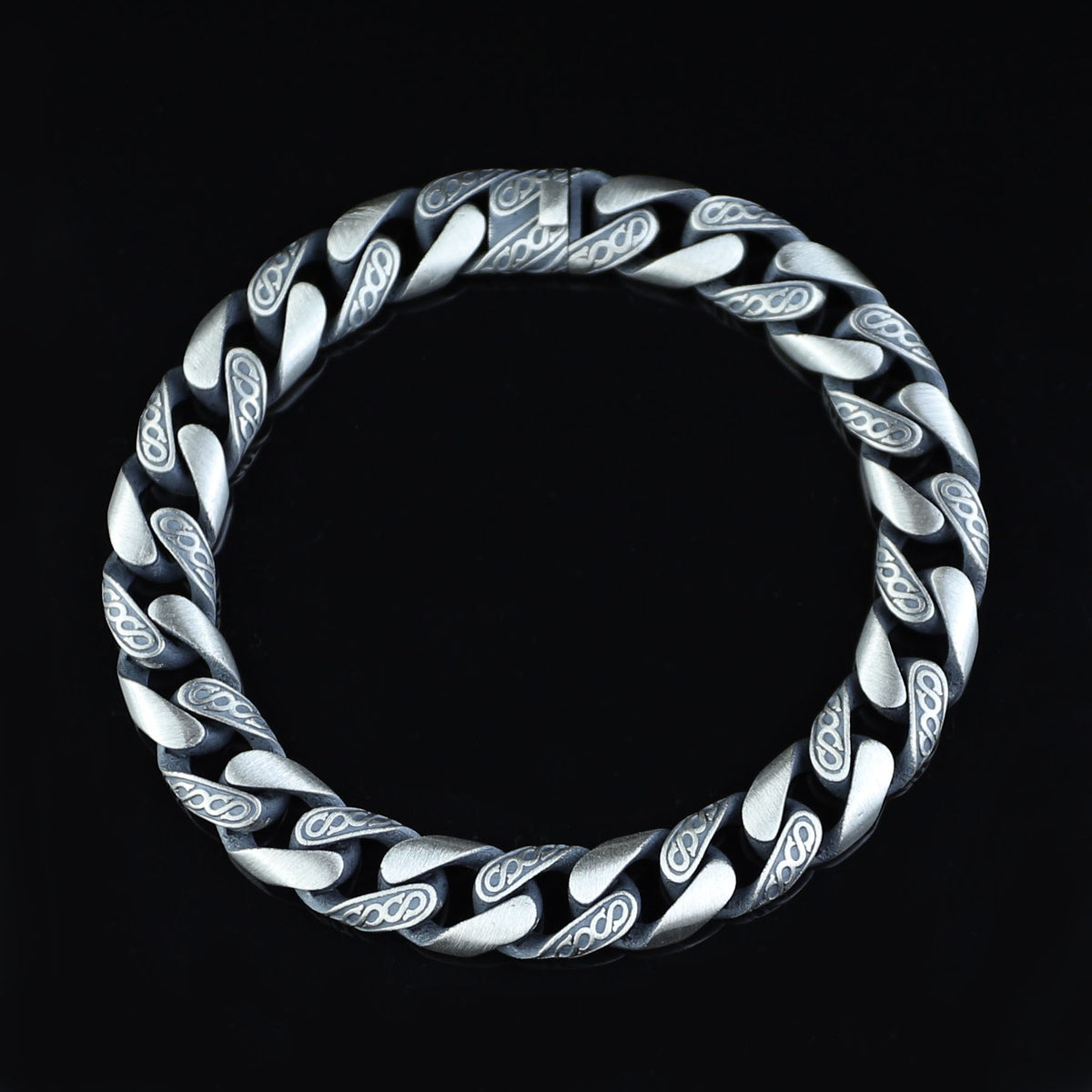 Silver 10MM Engraved Chain Bracelet, Men Curb Chain Bracelet, Cuban Link Chain Bracelet, Perfect Men's Bracelet, Gift For Men