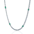 Silver Emerald Gemstone Byzantine Round King Chain Necklace