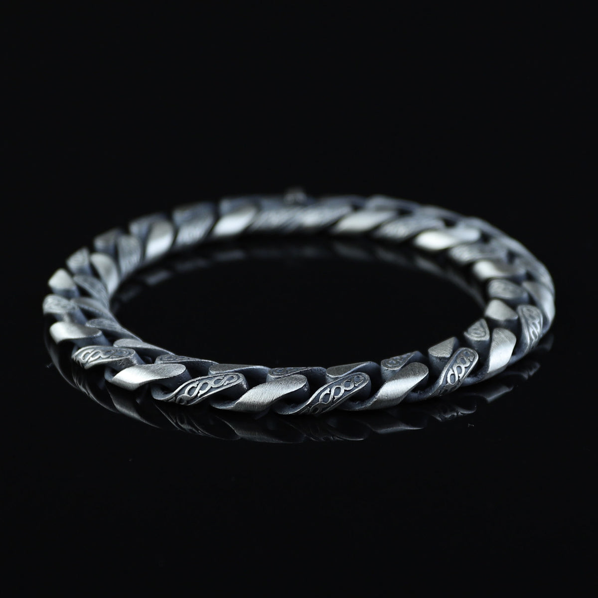 Silver 10MM Engraved Chain Bracelet, Men Curb Chain Bracelet, Cuban Link Chain Bracelet, Perfect Men's Bracelet, Gift For Men