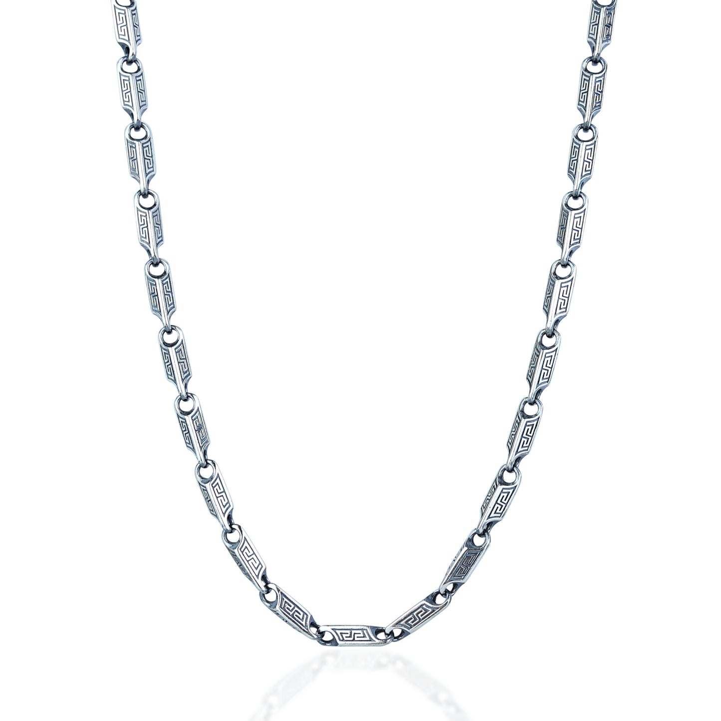 Silver 5MM Oxized Greek Key Chain Necklace