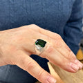 Men Handmade Square Green Emerald Stone Ring