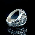 Anillo de hombre de plata hecho a mano con piedra lunar natural