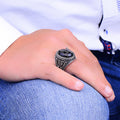 Anillo Plata Modelo Serpiente Caballero Piedra Onix