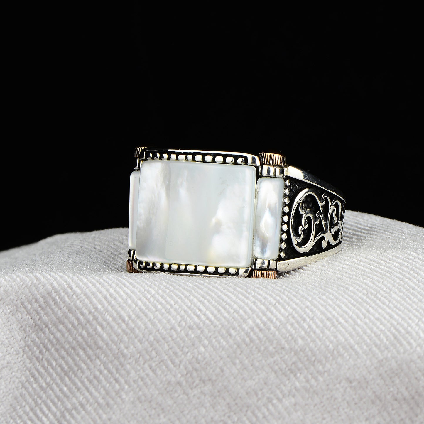 Silver Mother Of Pearl Stone Handmade Ring