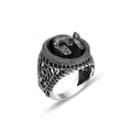 Anillo Plata Modelo Serpiente Caballero Piedra Onix