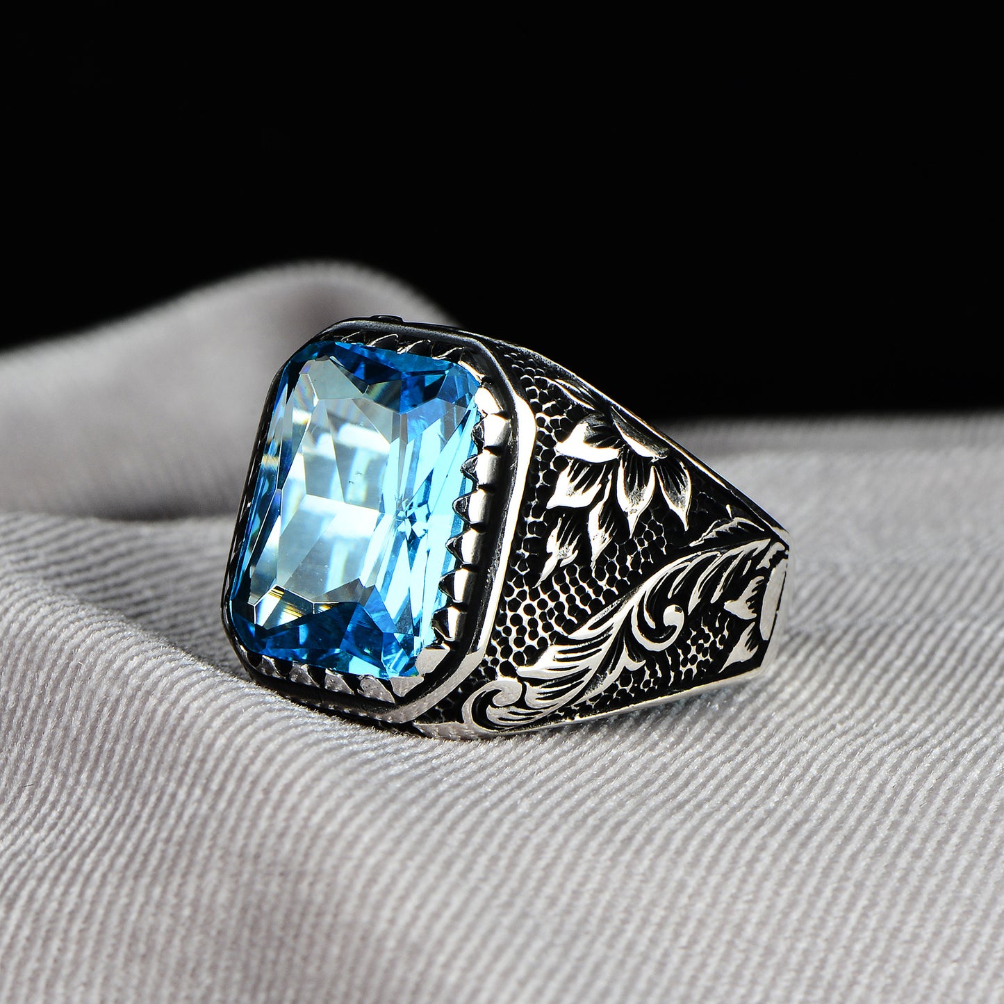 Silver Handmade Aquamarine Stone Ring