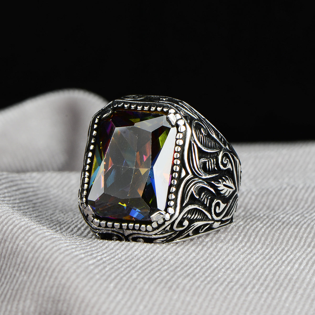 Silver Handmade Mystic Topaz Ring