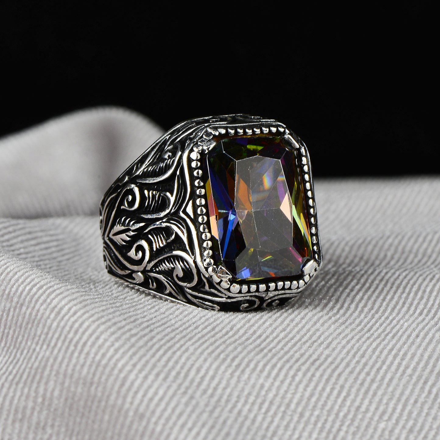 Silver Handmade Mystic Topaz Ring