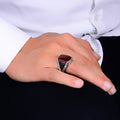Silver Handmade Red Agate Stone Man Ring