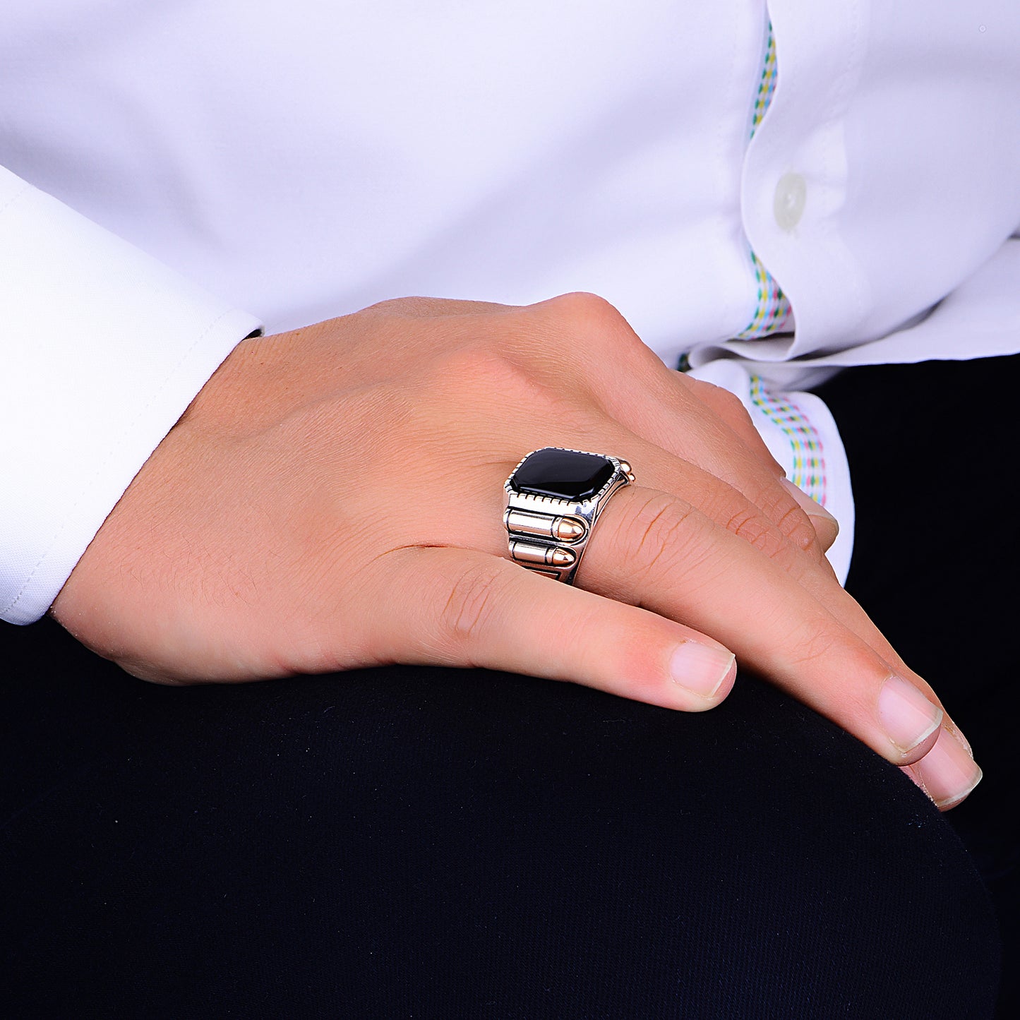 Silver Bullet Model Onyx Stone Ring