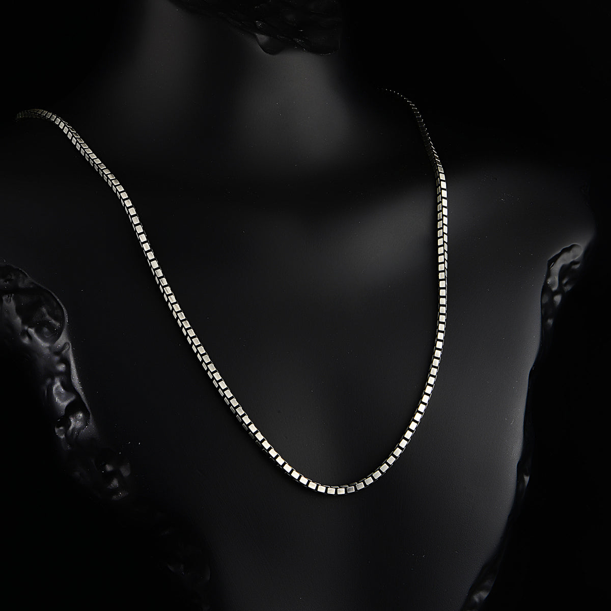 Silver Box Cube Chain Necklace