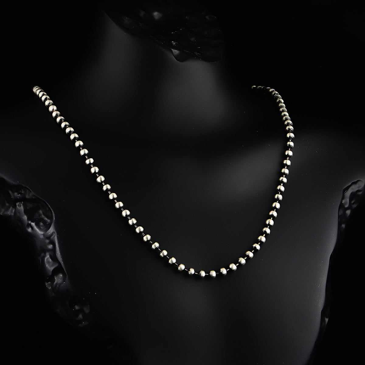 Collar de cadena de cuentas de bolas de plata