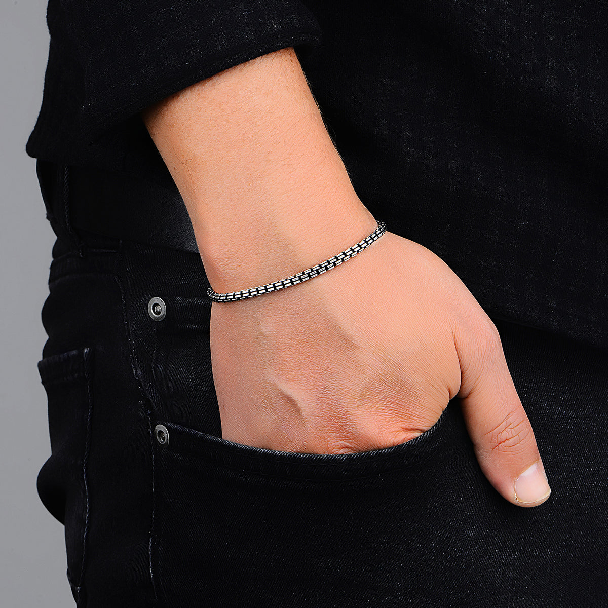 Pulsera Italiana Cadena Cuba Fina de Plata
