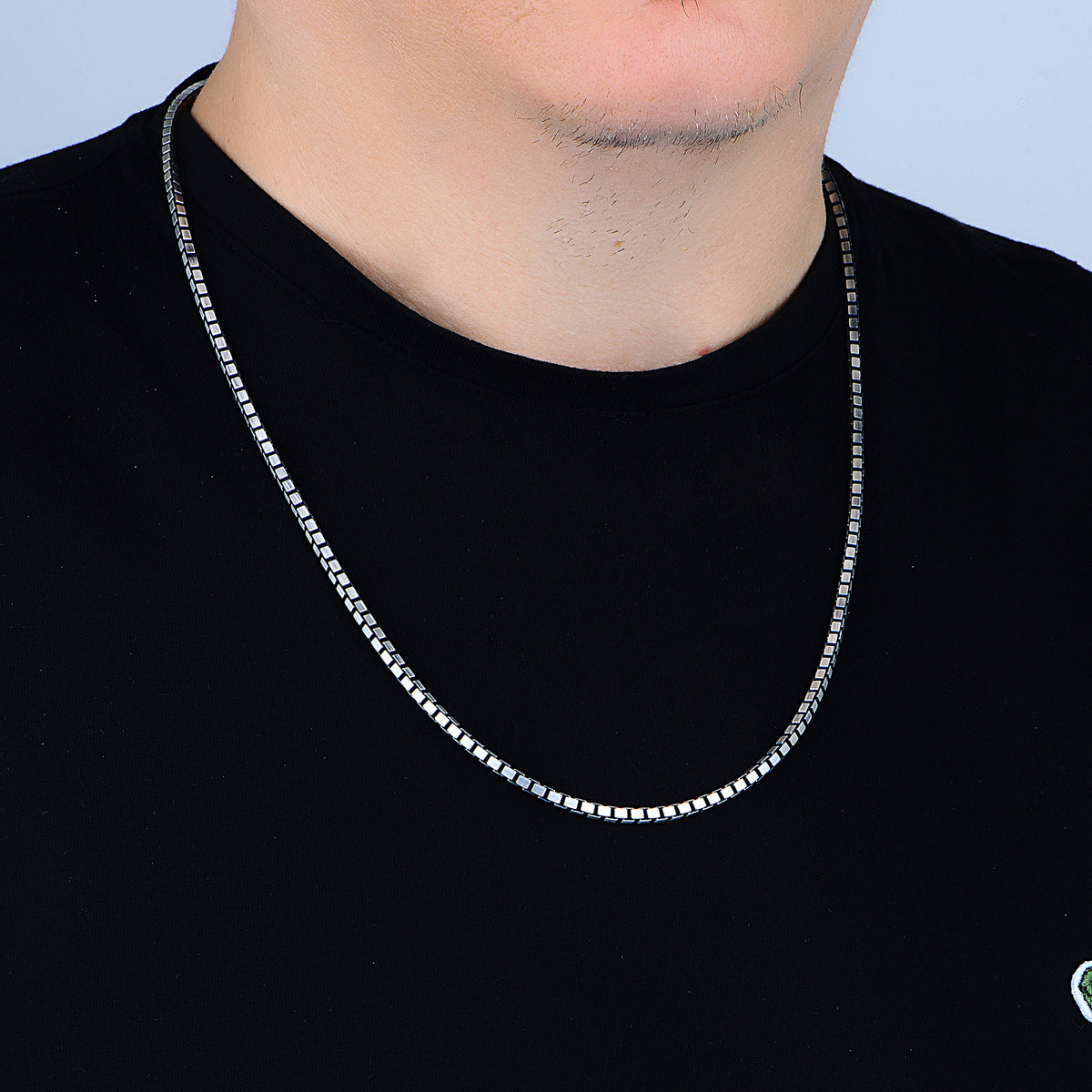 Silver Box Cube Chain Necklace