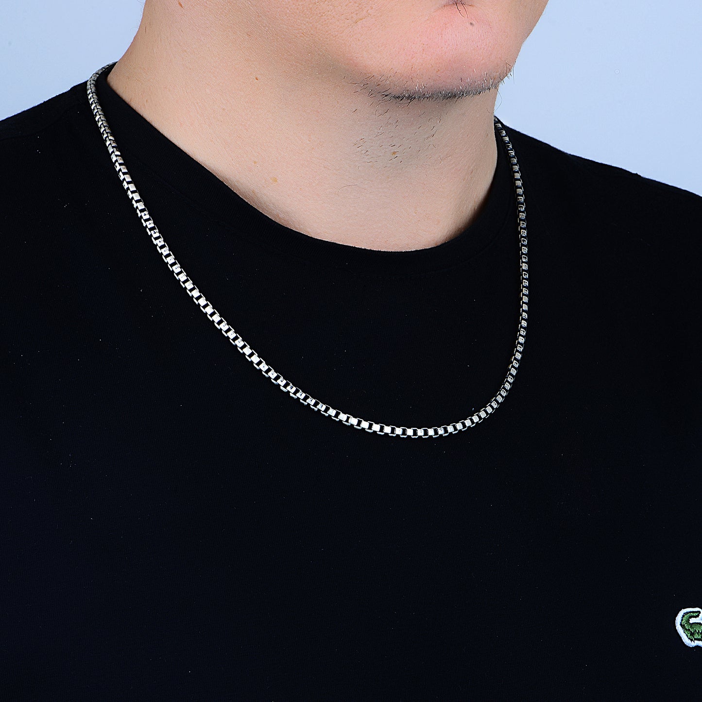 Silberne handgemachte italienische Oxized Box Chain Halskette