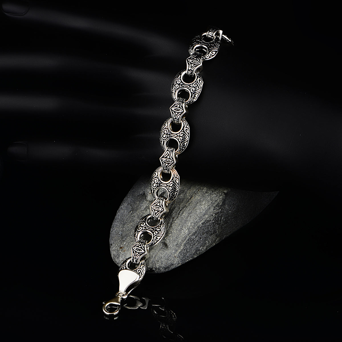Men Silver Heavy Link Thick Chain Bracelet