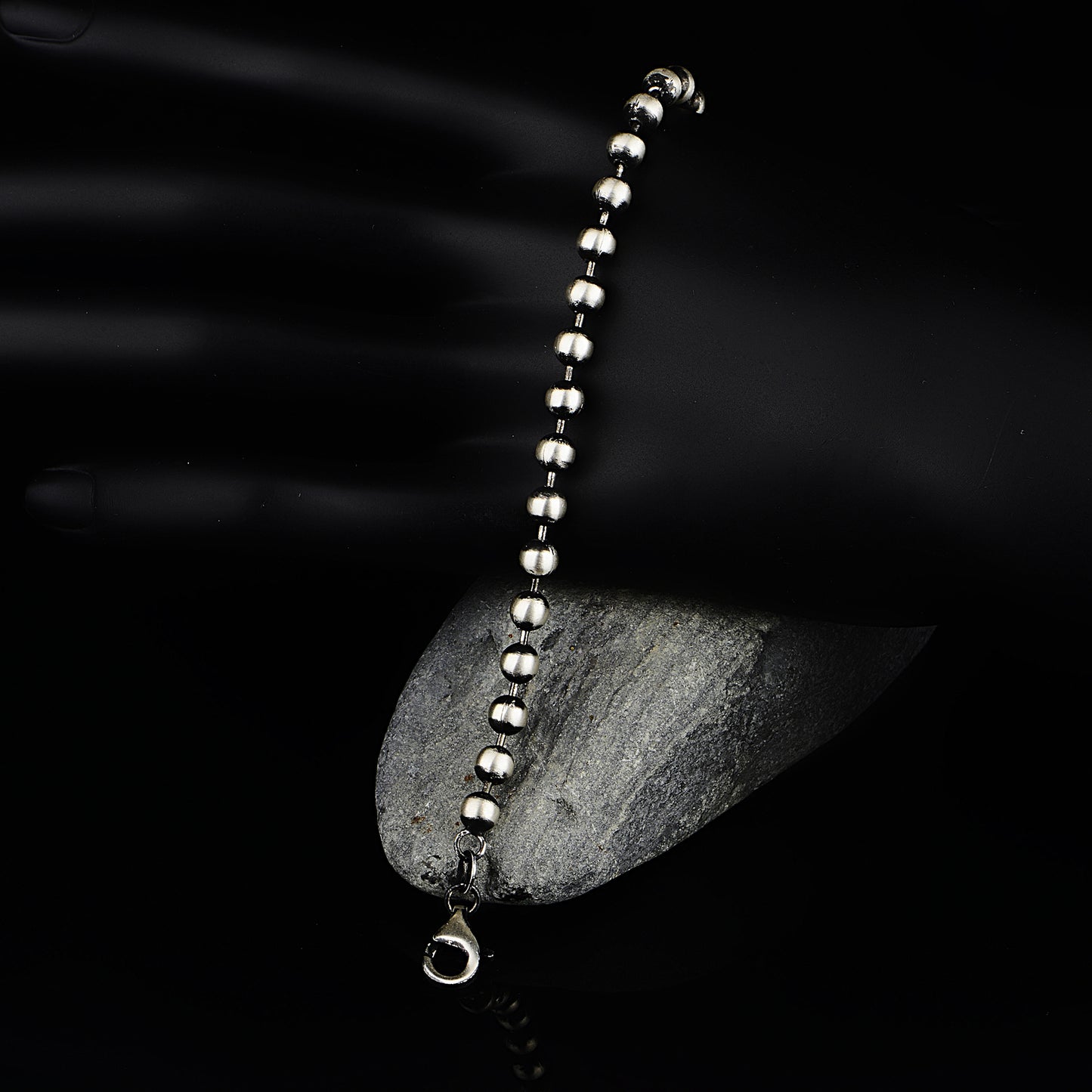 Italienisches Herrenarmband mit silberner Perlenkette