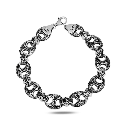 Men Silver Heavy Link Thick Chain Bracelet