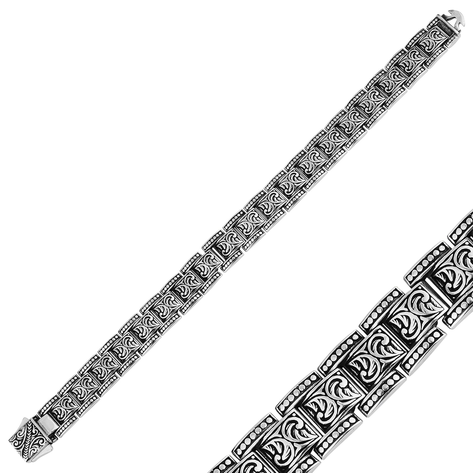 Silver Handmade Embroidered Thick Bracelet