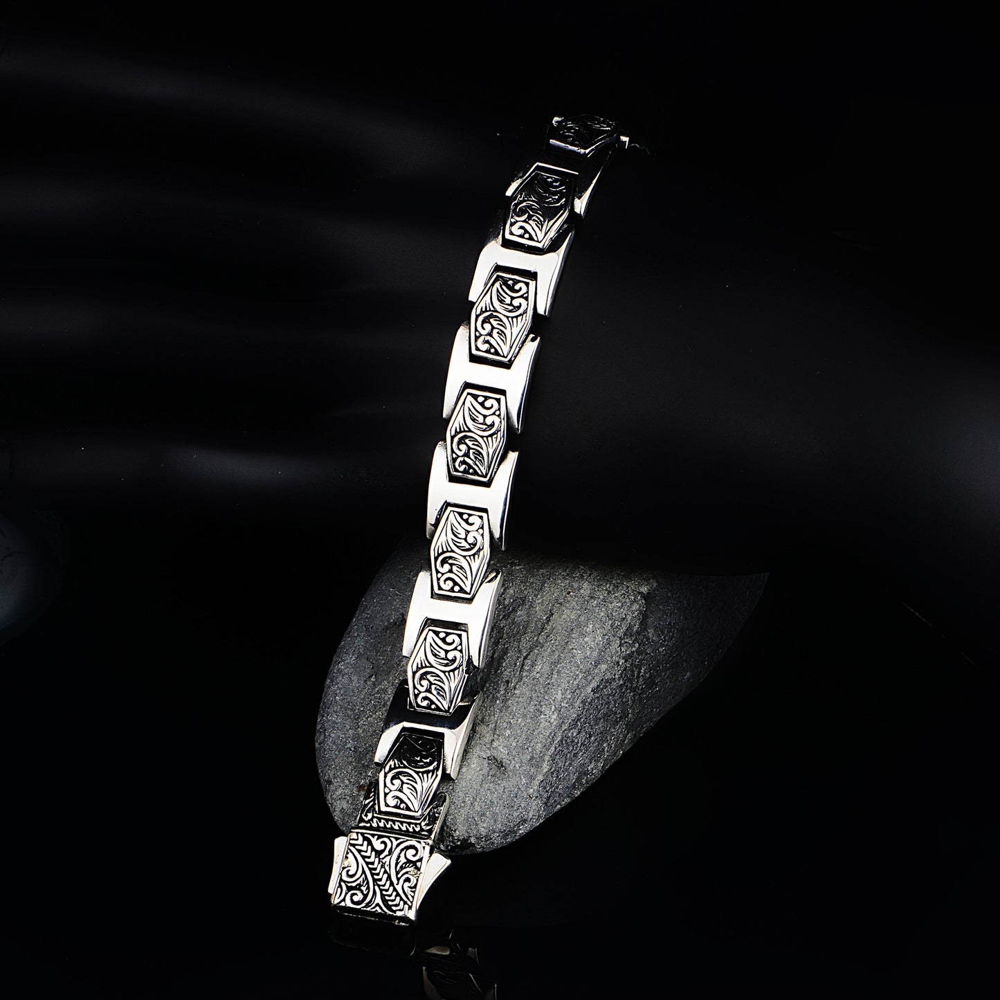Silver Hand-Engraved Silver Chain Bracelet