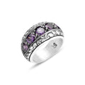 Herrenring aus handgefertigtem, graviertem Amethyst