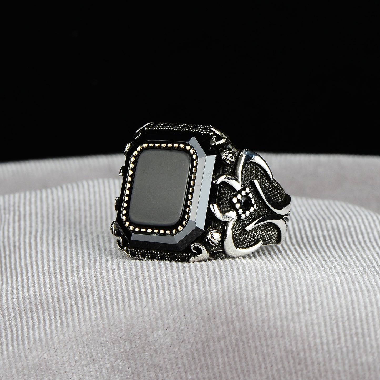 Silver Handmade Square Onyx Stone Ring