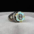 Anillo Plata Modelo Ancla Piedra Turquesa