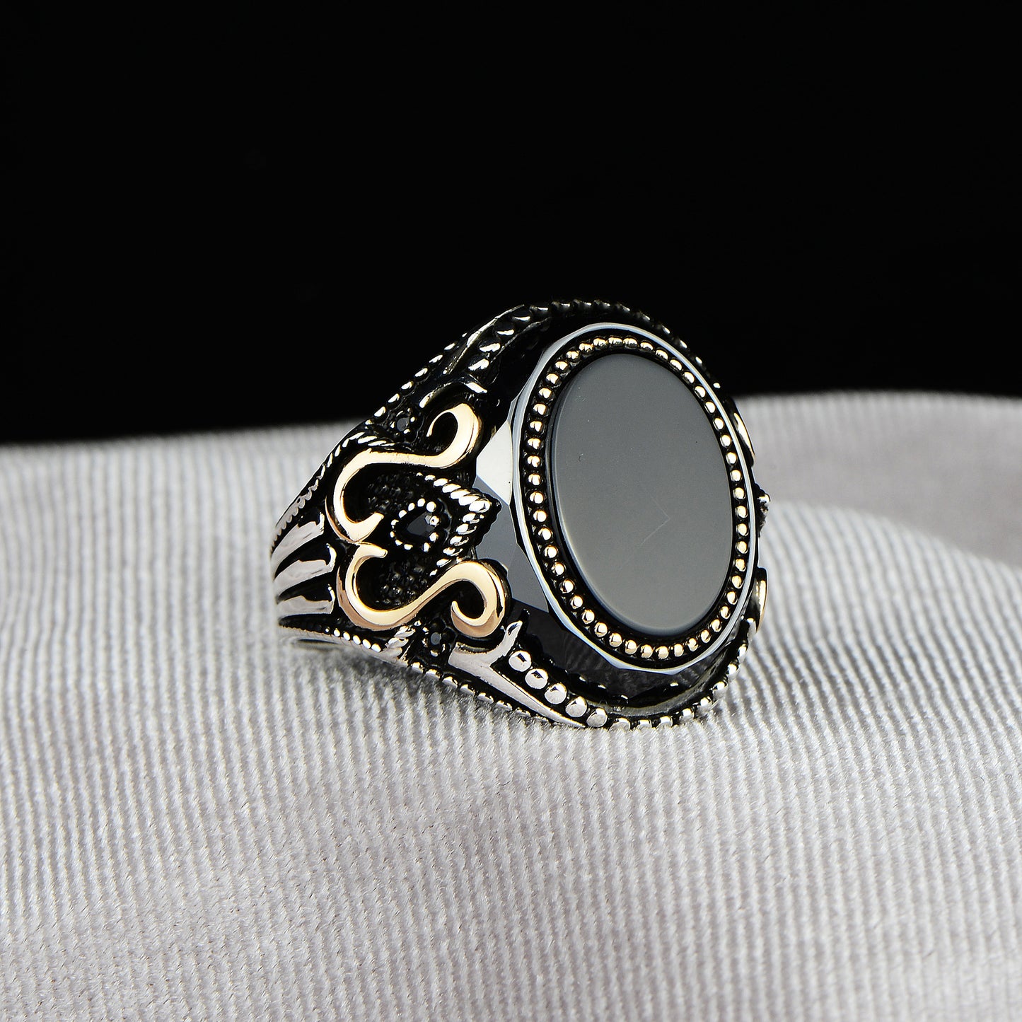 Silver Handmade Oval Onyx Stone Ring
