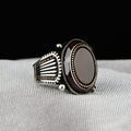 Men Handmade Oval Red Agate Stone Ring