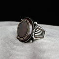 Men Handmade Oval Red Agate Stone Ring