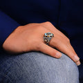 Anillo Plata Modelo Ancla Piedra Turquesa