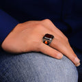 Silver Handmade Square Agate Stone Ring