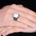 Anillo de nácar blanco plateado