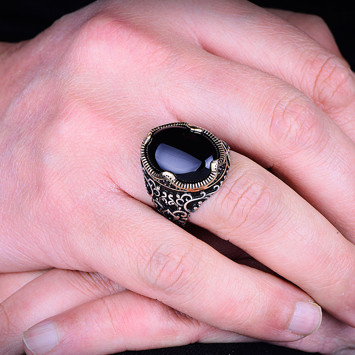 Silver Handmade Black Onyx Stone Ring