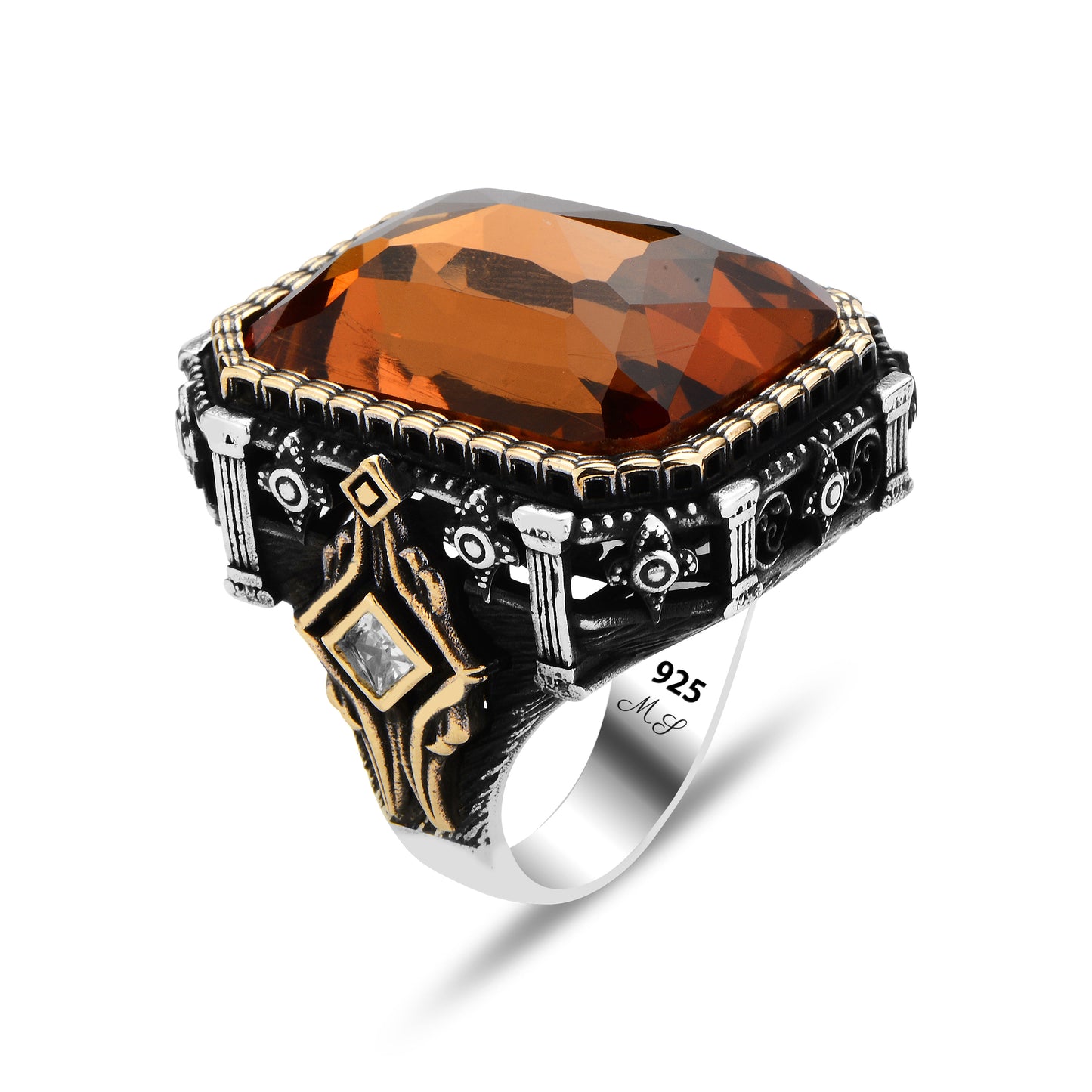 Men Large Zultanite Gemstone Square Ottoman Ring