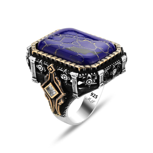 Men’s Silver Handmade Large Lapis Lazuli Ring