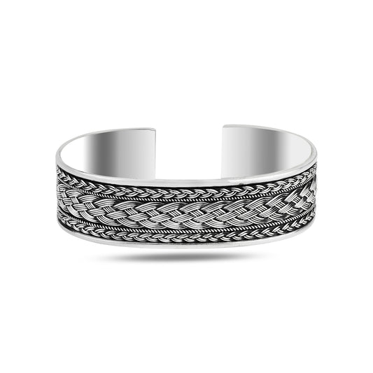 Silver Handmade Patterned 18MM Cuff Bracelet