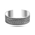 Silver 22MM Knitting Pattern Thick Cuff Bracelet