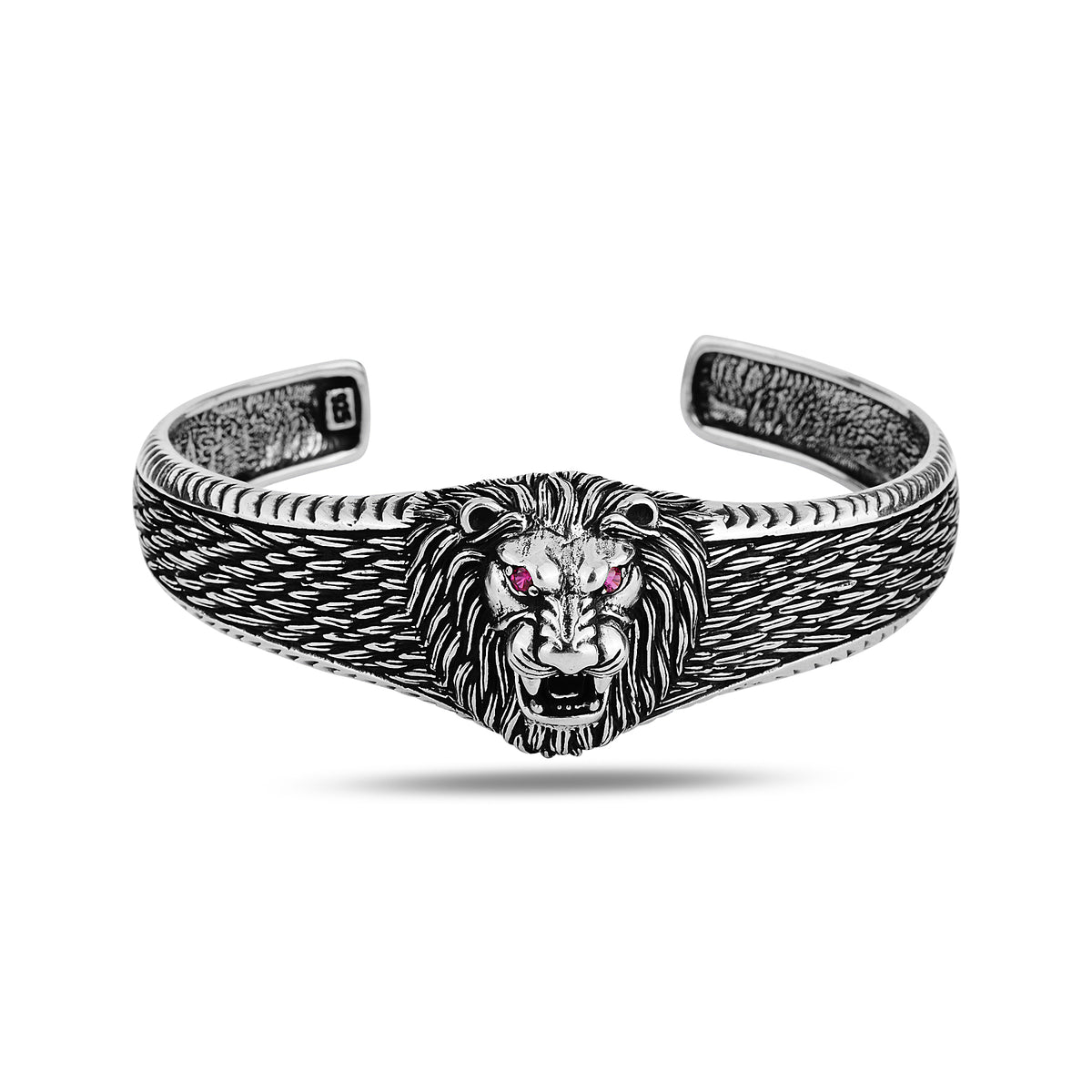 Silver Leon Head Cuff Bracelet