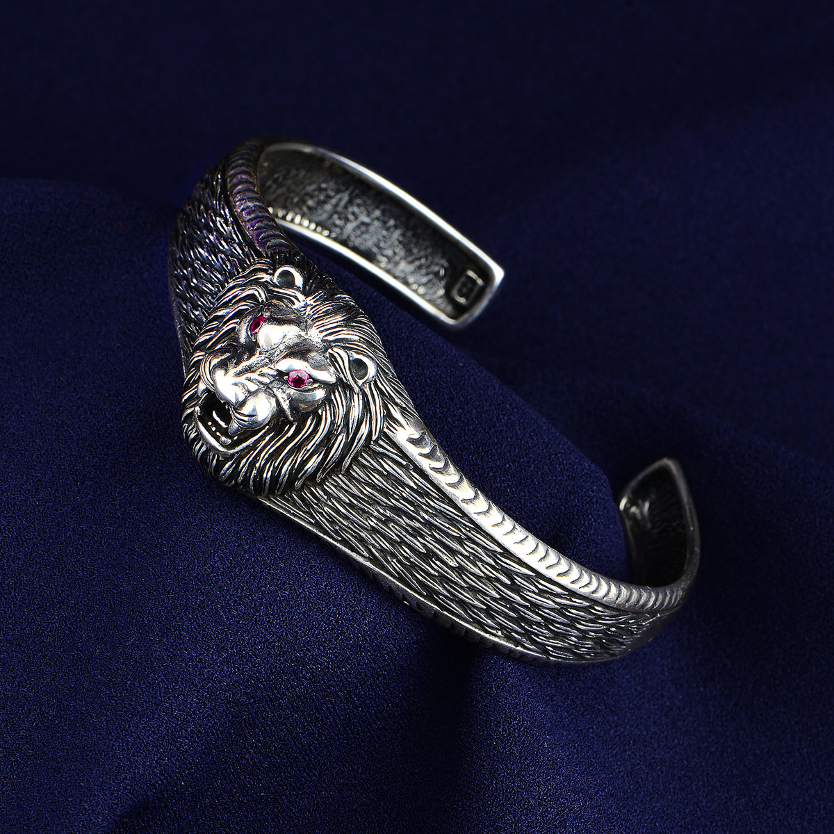 Silver Leon Head Cuff Bracelet