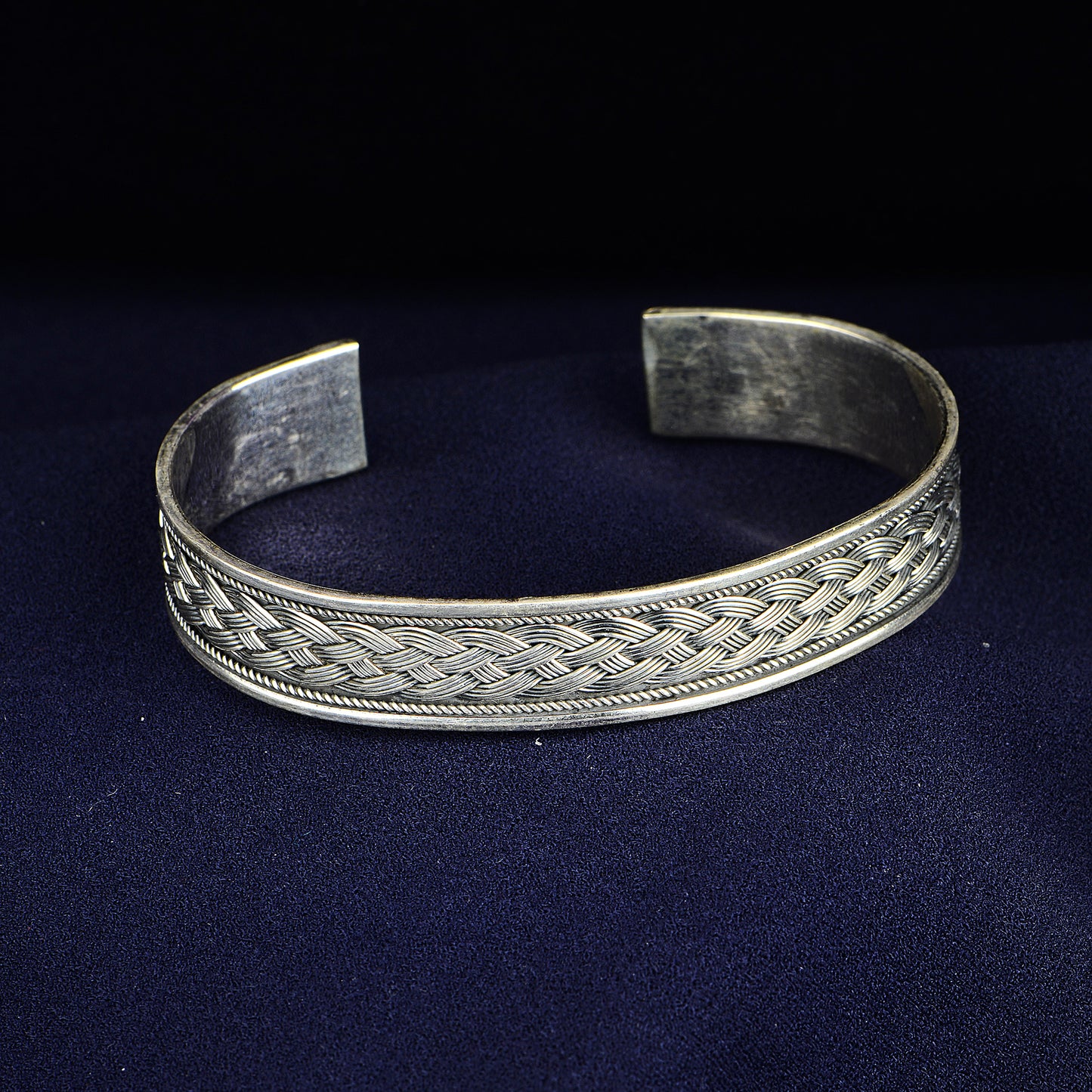 Silbernes handgefertigtes 15 mm dickes Manschettenarmband
