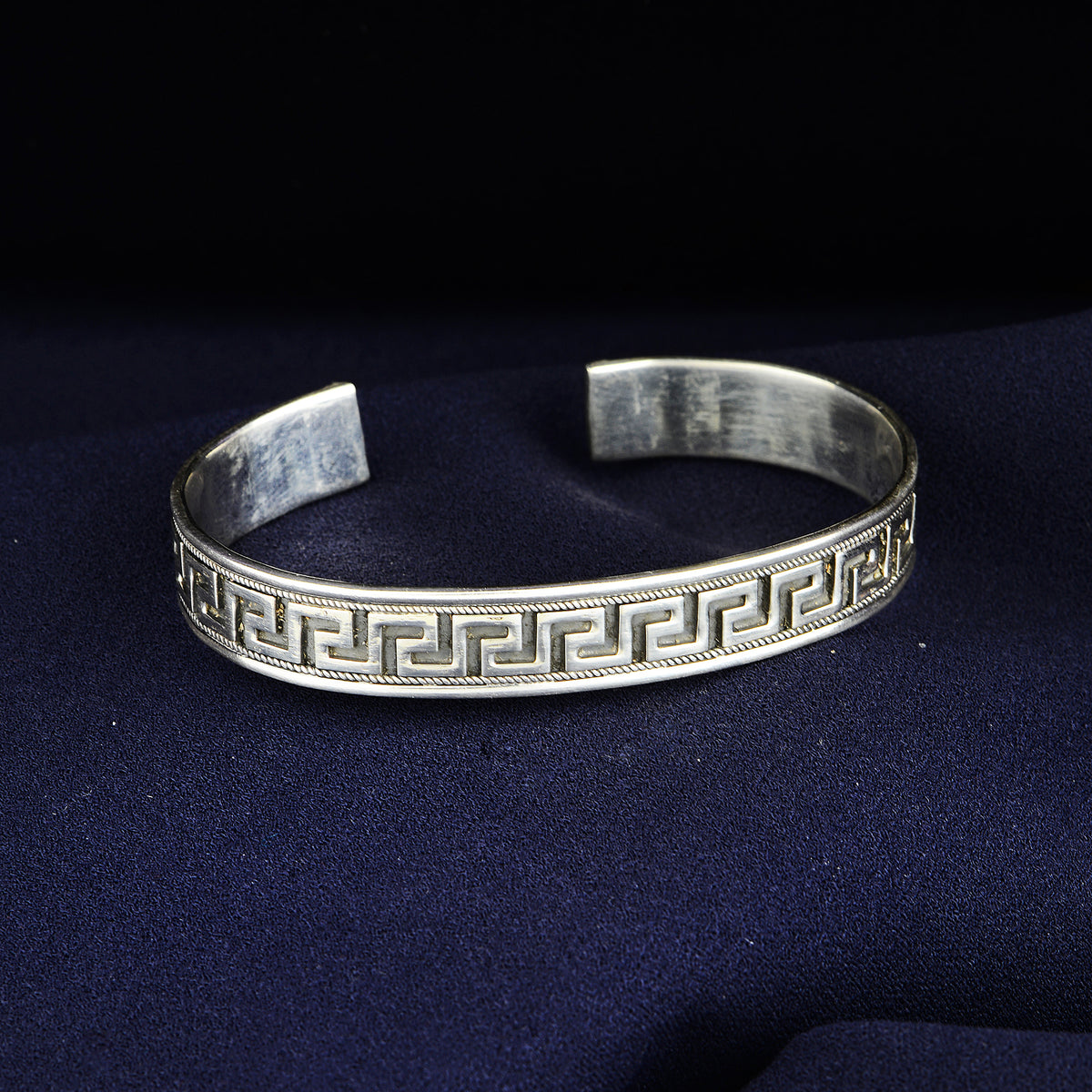 Silver Thick Greek Style Cuff Bracelet