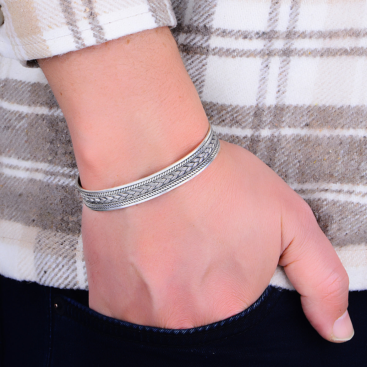 Silver Thick Silver Band Bracelet
